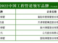 2022中國(guó)工程管道領(lǐng)軍品牌